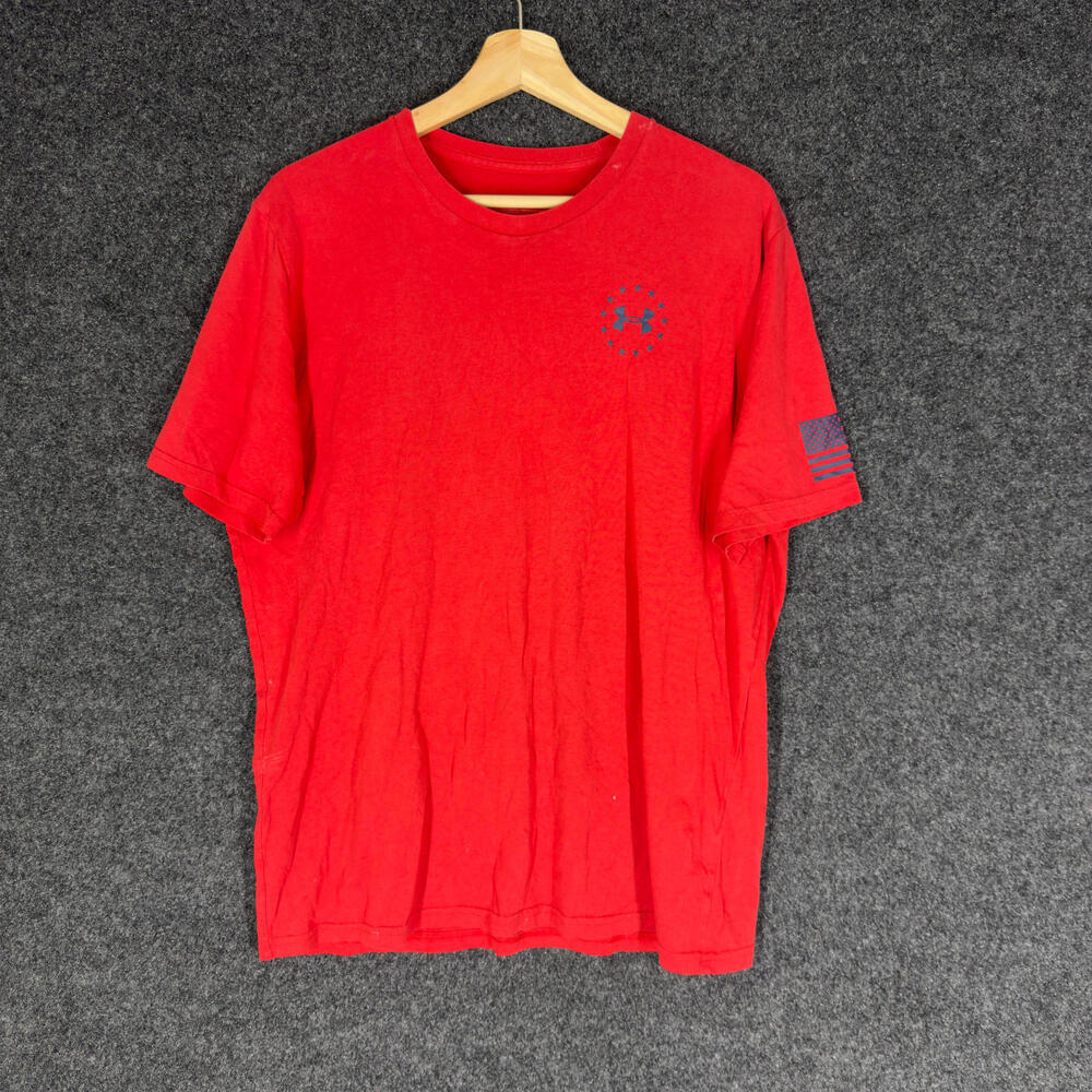 Under Armour T-Shirt Men L Large Red Short Sleeve Crew Neck HeatGear Loose